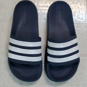 adidas Kids Dark Blue and White Slide Sandals